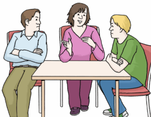 Person die einen Streit schlichtet