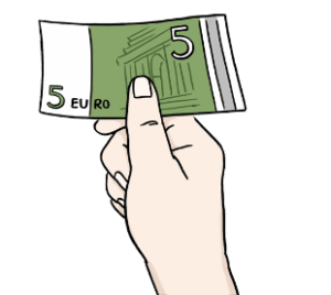 Bezahlung mit einem Geldschein